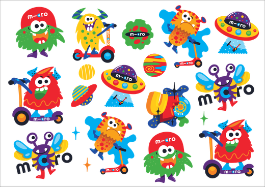 Стикерпак Micro на самокат - Монстрики 15 шт