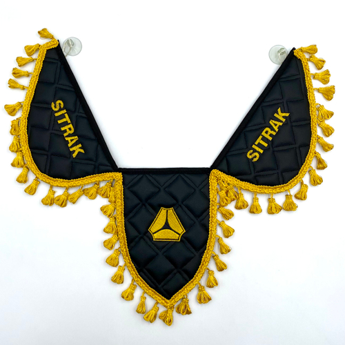 Вымпел тройной Sitrak (экокожа, черный с желтой вышивкой)