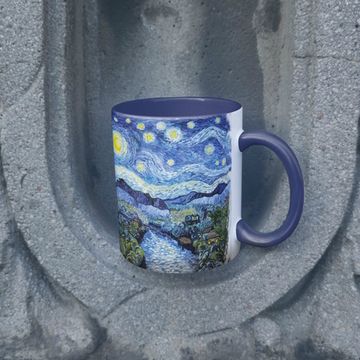 Кружка керамическая объем 330мл, Винсент ван Гог "Звездная ночь" (синяя)