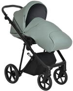 Детская коляска Roan Sol Кожа 3 в 1 с автокреслом Avionaut Silver Black RSL/2023 Misti Mint/Grey/руч. Серый