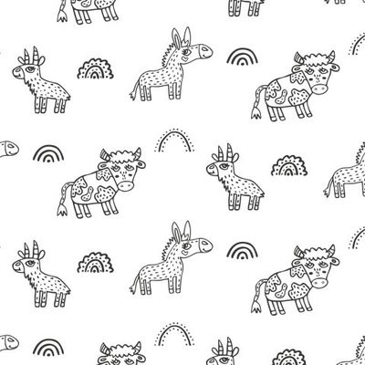 Baby fabric farm animals black and white