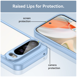 Прозрачный чехол для Google Pixel 10 Pro XL, мягкие усиленные рамки синего цвета