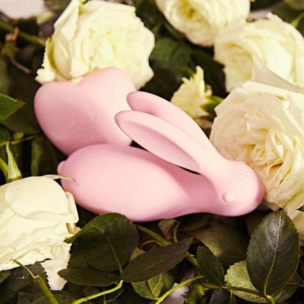 Нежно-розовый мини-вибратор в форме зайчика с пультом ДУ (Цвет: нежно-розовый)