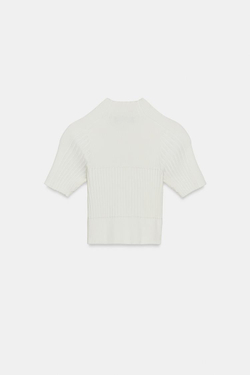ZARA УКОРОЧЕННЫЙ ТОП В РУБЧИК, БЕЛЫЙ