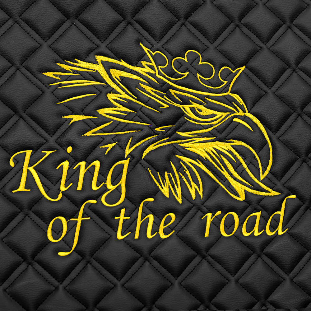 Ковры SCANIA 5 серии R (механика) (экокожа, черный, черный кант, желтая вышивка)