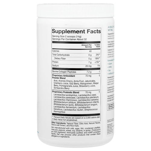 Solumeve, смесь для приготовления напитка с коллагеном, пробиотиками и суперфруктами, со вкусом цитрусовых, 454 г (16 унций)