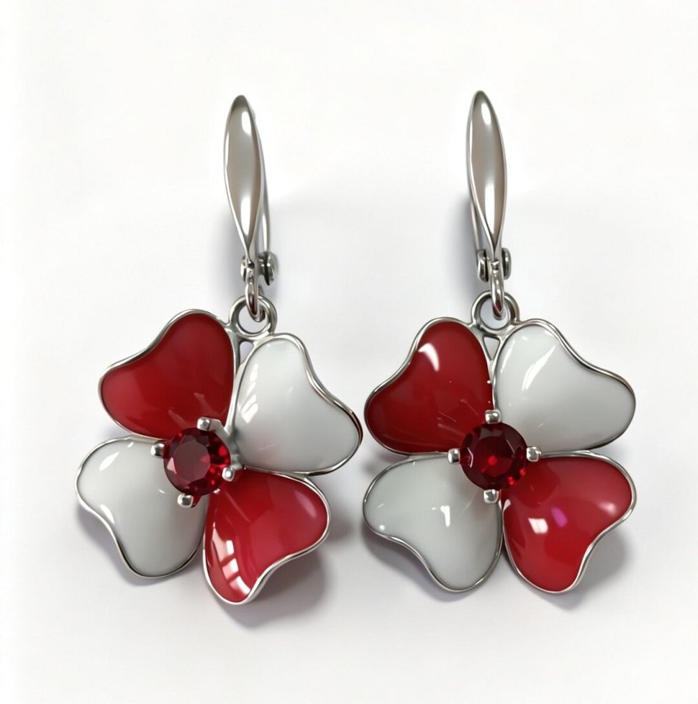 Ювелирные серьги из серебра 925 пробы с эмалью и фианитами