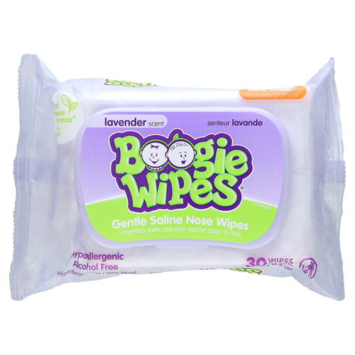 Boogie Wipes, Нежные солевые салфетки для носа, аромат лаванды, 30 салфеток