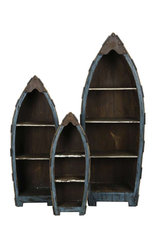 Набор из 3-х стеллажей "Лодки" 28x14xH68,5см / 34,5x21,5xH91см / 45x26,5xH121,5см Дерево,металл