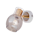 Настенный светильник 1х40Вт E14, металл/стекло, белый/золото/янтарный плафон