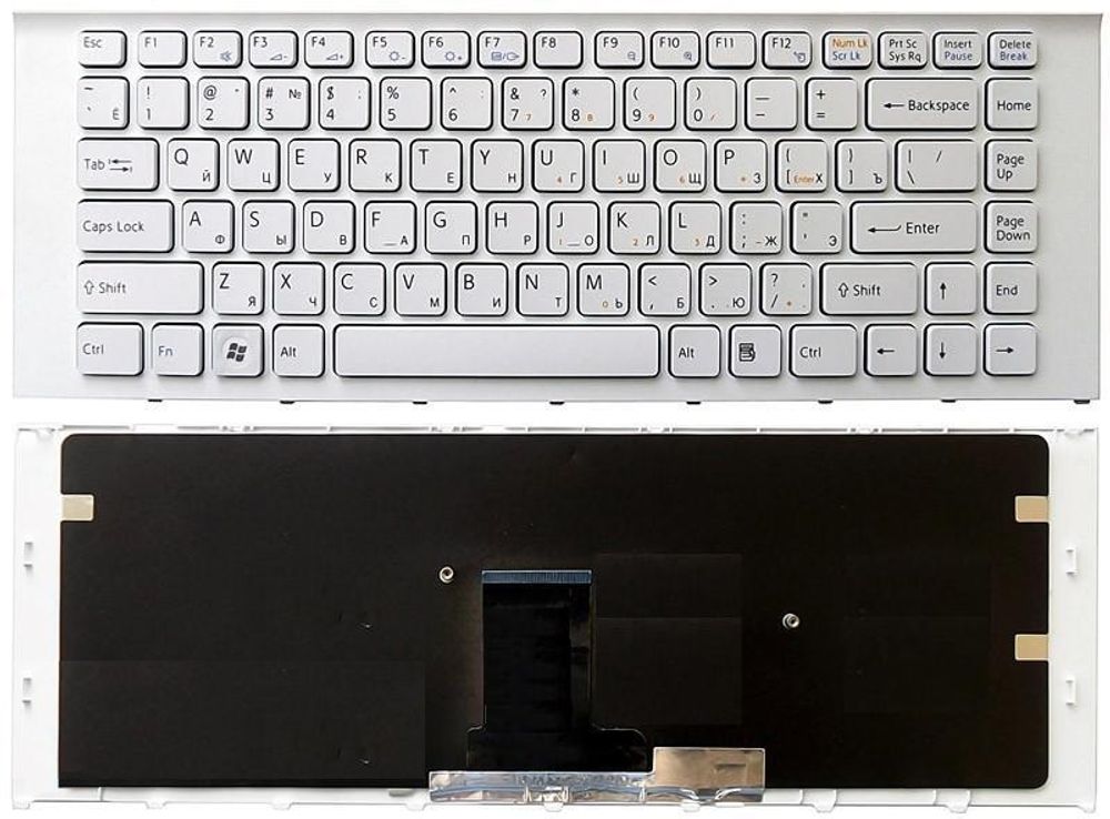 Клавиатура для ноутбука Sony Vaio VPC-EA, VPCEA, VPCY2 Series (Плоский Enter. Белая, с рамкой)