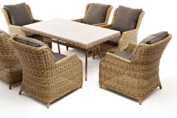 "Неаполь" обеденная группа плетеная из искусственного ротанга, цвет соломенный