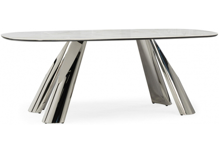 Керамический стол Woodville Танго 200х200х90 белый мрамор carla larkin, хром, ножки хром