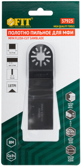 Полотно пильное фрезерованное ступенчатое удлиненное, bi-metall co 8%, 31,8х0,8 мм 37925 FIT