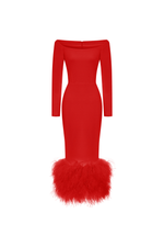 Платье миди удлиненное из крепа с бахромой