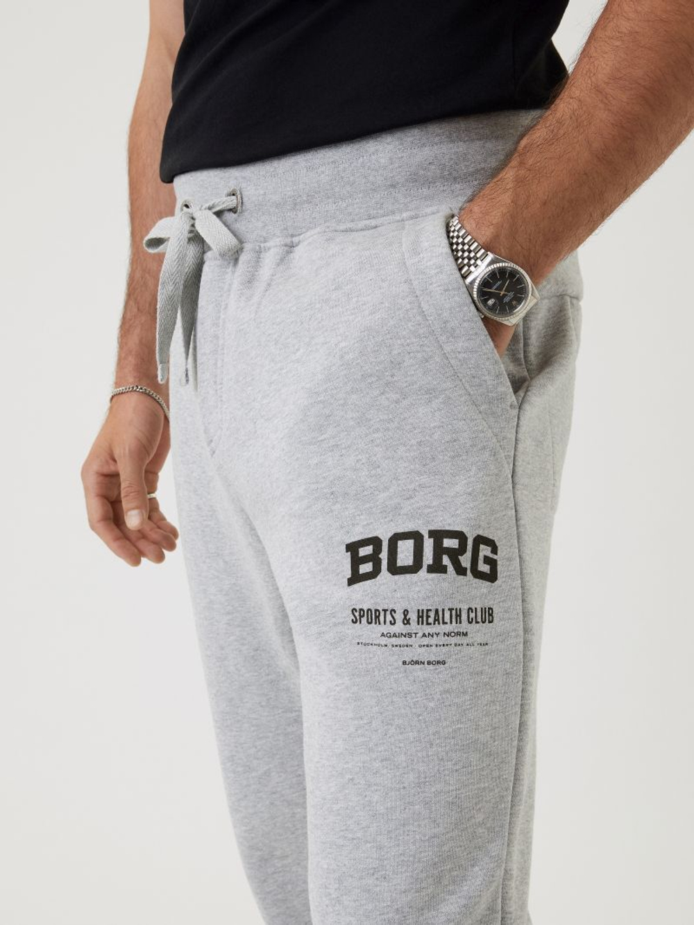 Мужские теннисные штаны Björn Borg Sthlm Tapered Pants - серый
