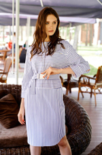 51137 Платье женское (бело-синяя полоска)