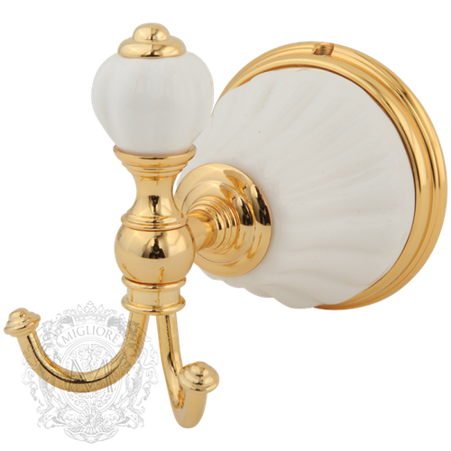 Крючок Migliore Olivia ML.OLV-60.609.BI.DO двойной белый/золото