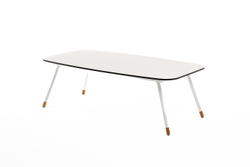 "Верона" журнальный стол из HPL 120х65, H40, каркас белый муар, цвет столешницы "молочный"