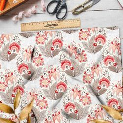 Ткань интерлок модные букеты