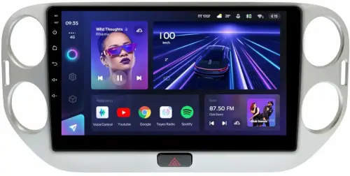 Магнитола для Volkswagen Tiguan 1 2007-2016, Golf Plus (рамка 10 серебро, любая кнопка) - Teyes CC3L на Android 10, CarPlay, 4G SIM-слот