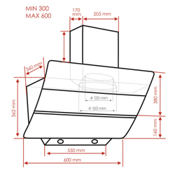 Вытяжка наклонная Ginzzu HKH-215 белое стекло 650м3/час, сенсорное управление, пульт