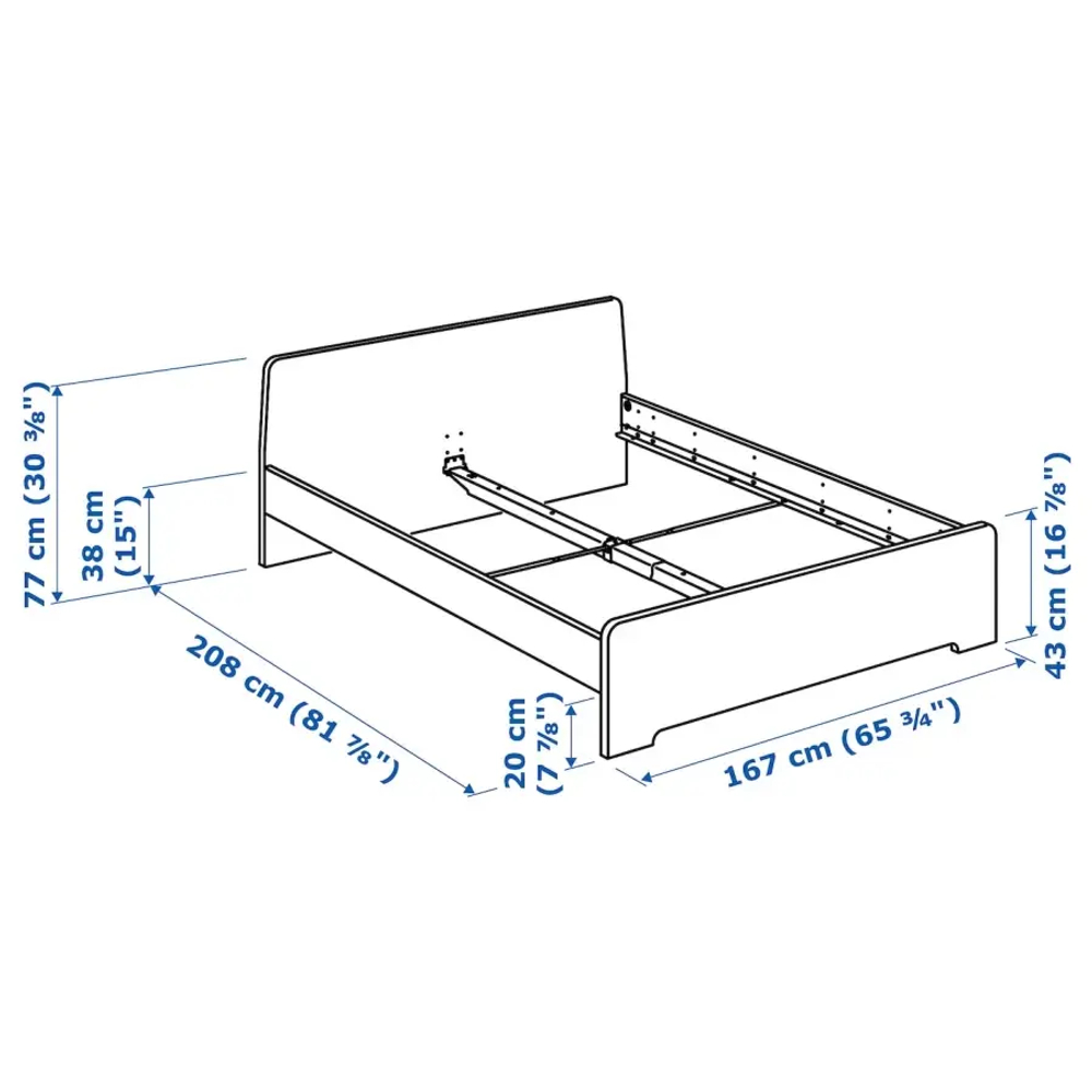 Каркас кровати - IKEA ASKVOLL, 200х160 см, белый, АСКВОЛЬ ИКЕА