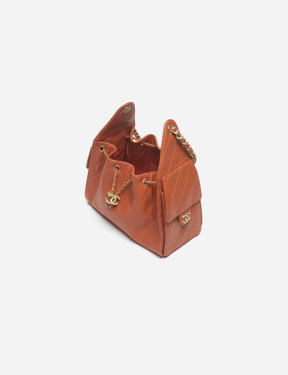 Сумка Chanel 25 Small Handbag Grained Calfskin & Gold-Tone Metal "Dark Orange"