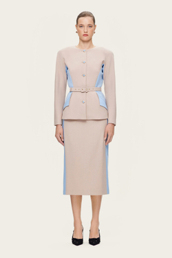 Бежевая юбка-карандаш с лампасами "Симона 2"