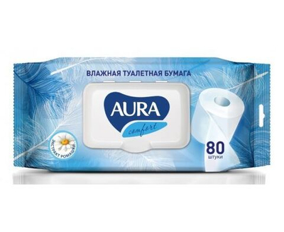 Aura/ Бумага туалетная влажная ULTRA COMFORT с крышкой 80шт/уп