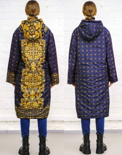 Двустороннее пальто-парка "Византия", по мотивам русского золотного шитья в церковных одеяниях