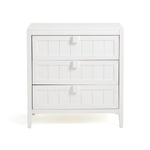 Комод 75х35х90, Карлос, с 3 ящиками для одежды, дизайнерский, в прихожую, спальню, детскую, массив сосны, белый воск, Dipriz