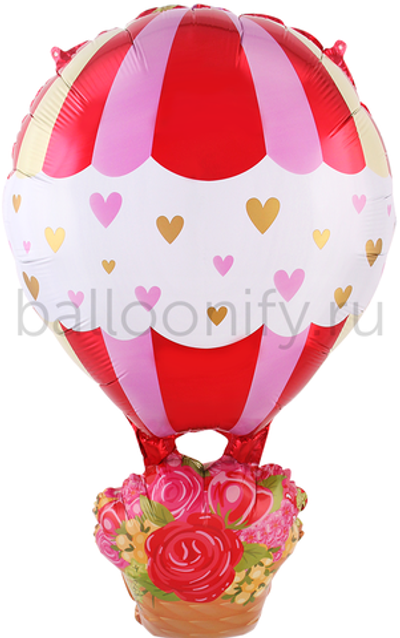 Шар (34''/86 см) Фигура, Воздушный шар, Цветы с любовью, Красный, 1 шт.