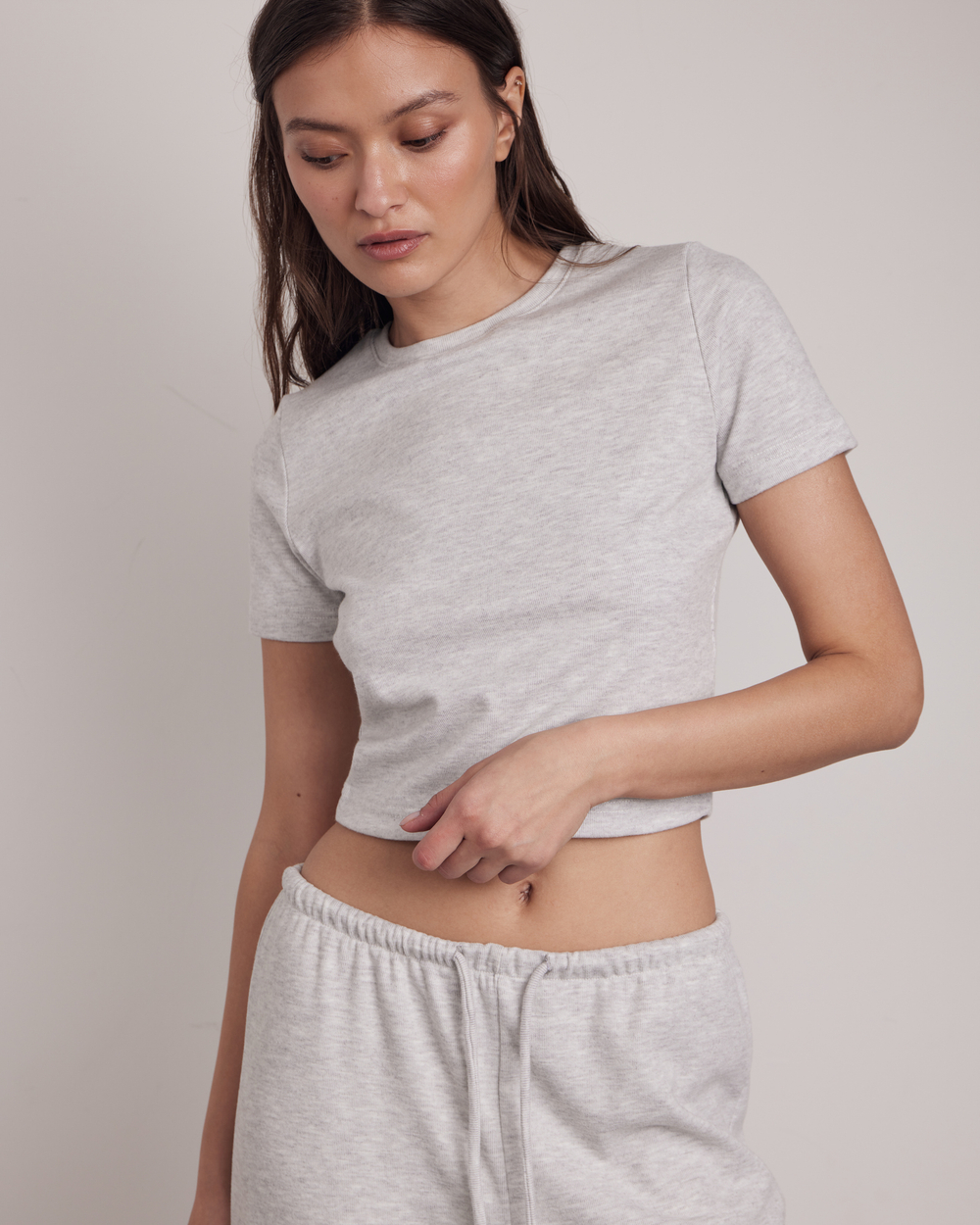 Топ Soft Cropped Tee in Grey Melange