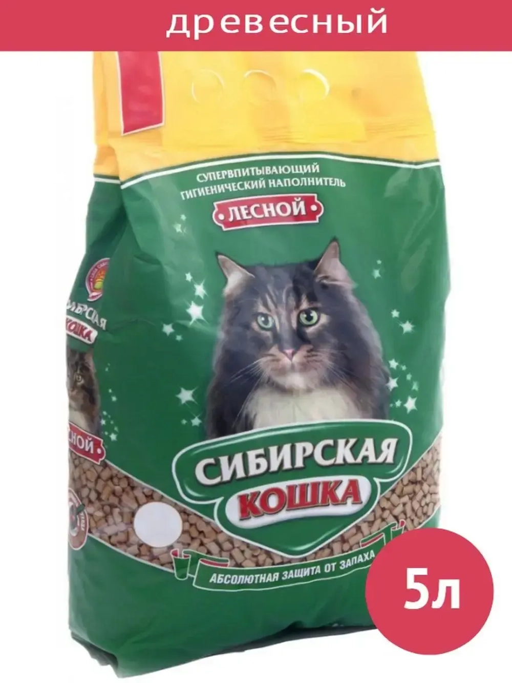 Древесный наполнитель для лотка Лесной 5л