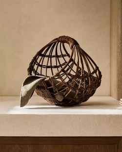 ZARA HOME КОРЗИНА ДЛЯ ХРАНЕНИЯ ИЗ РОТАНГА, КОРИЧНЕВЫЙ