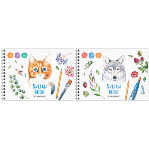 Скетчбук-блокнот для акварели 20л., А5 ArtSpace "Акварельные портреты", на гребне, 180г/м2 И