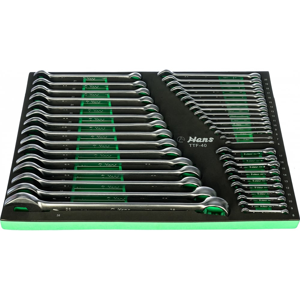 Набор комбинированных ключей 6-38 мм Hans в ложементе, TTF-40