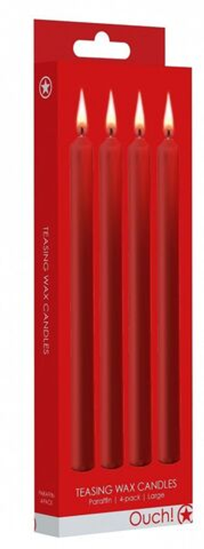 Набор из 4 красных восковых свечей Teasing Wax Candles Large (Цвет: красный)
