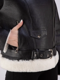 Дубленка зимняя натуральная короткая авиатор Турция