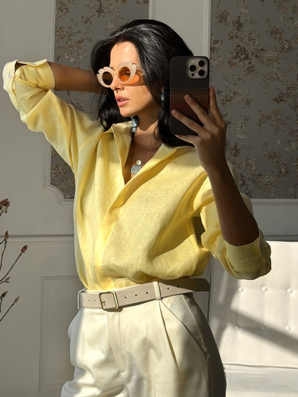 Рубашка Хельсинки желтый лен