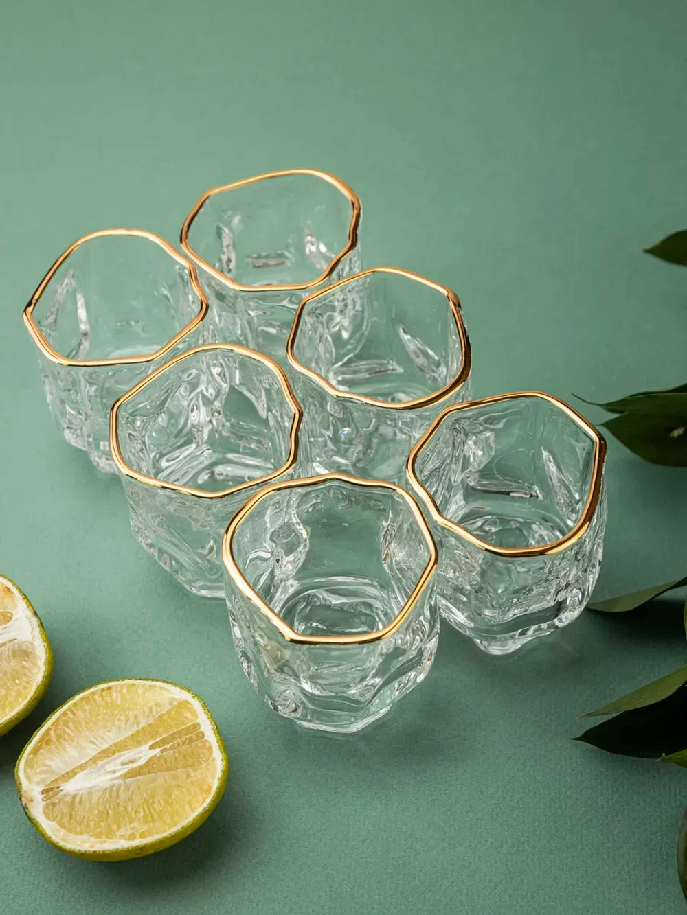 Набор изогнутых шотов, 60 мл, 6 шт. с золотой каймой