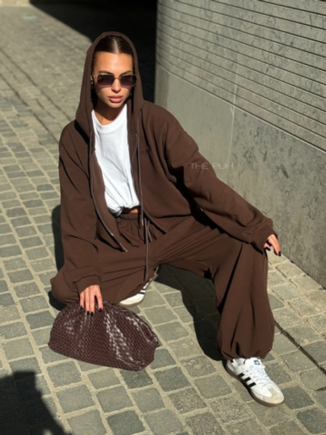 Шоколадный хлопковый спортивный костюм