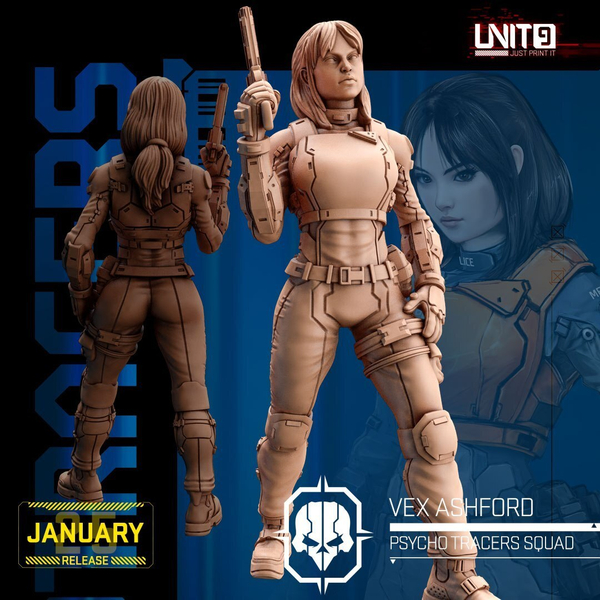 Отряд психо-следопытов Cyberpunk - Vex Ashford - Psycho Tracers squad Миниатюра 32-56-75mm (56mm / 1)