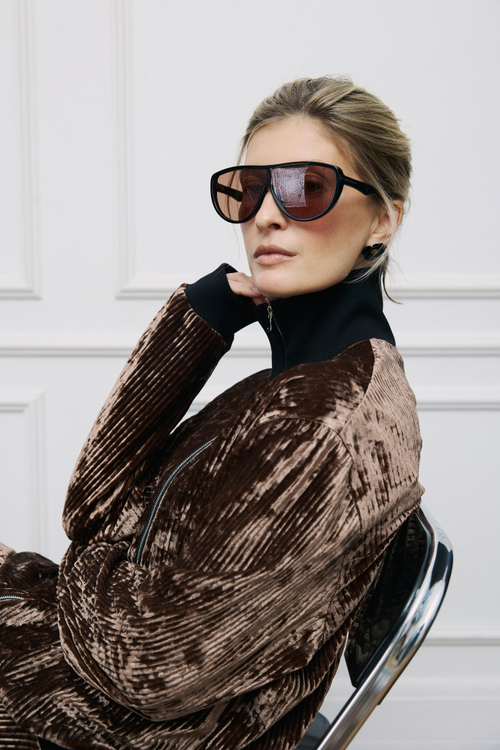 Бомбер бархат трюфель