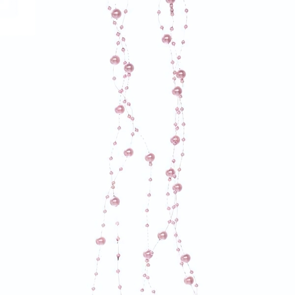 Бусы на ёлку 2м "Роса" d-7,5мм, Розовое золото