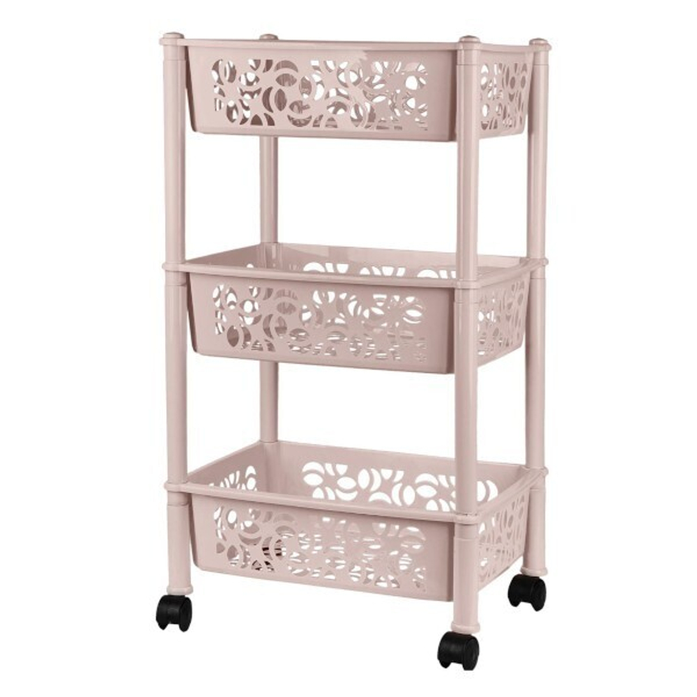 Этажерка Keeplex Light на колесиках трехсекционная прямоугольная 37х29х69см бежевый топаз