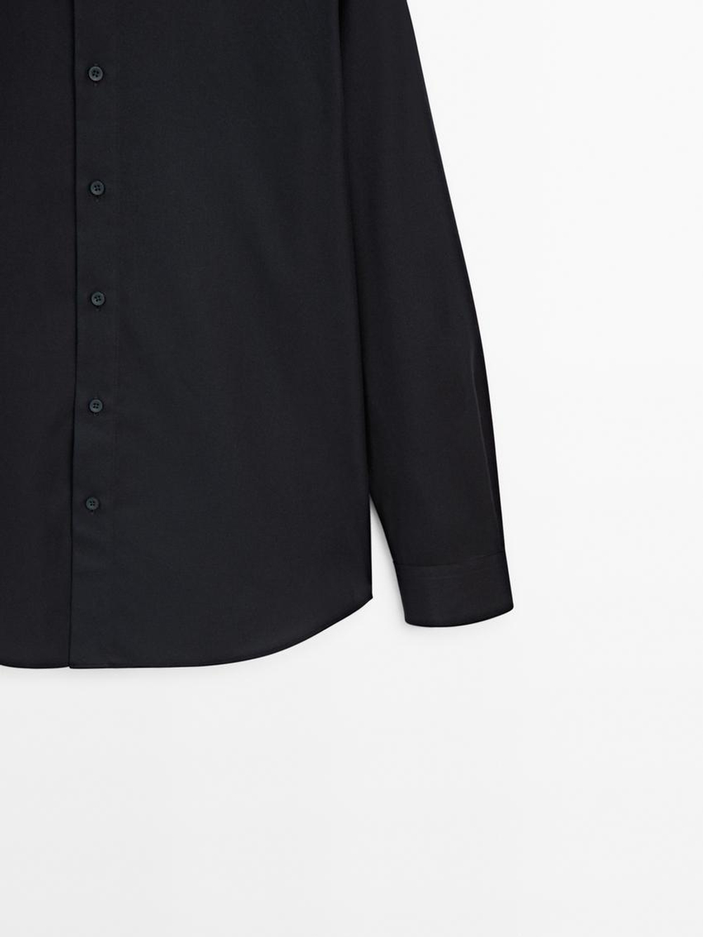 Massimo Dutti Рубашка из 100% хлопкового твила, темно-синий