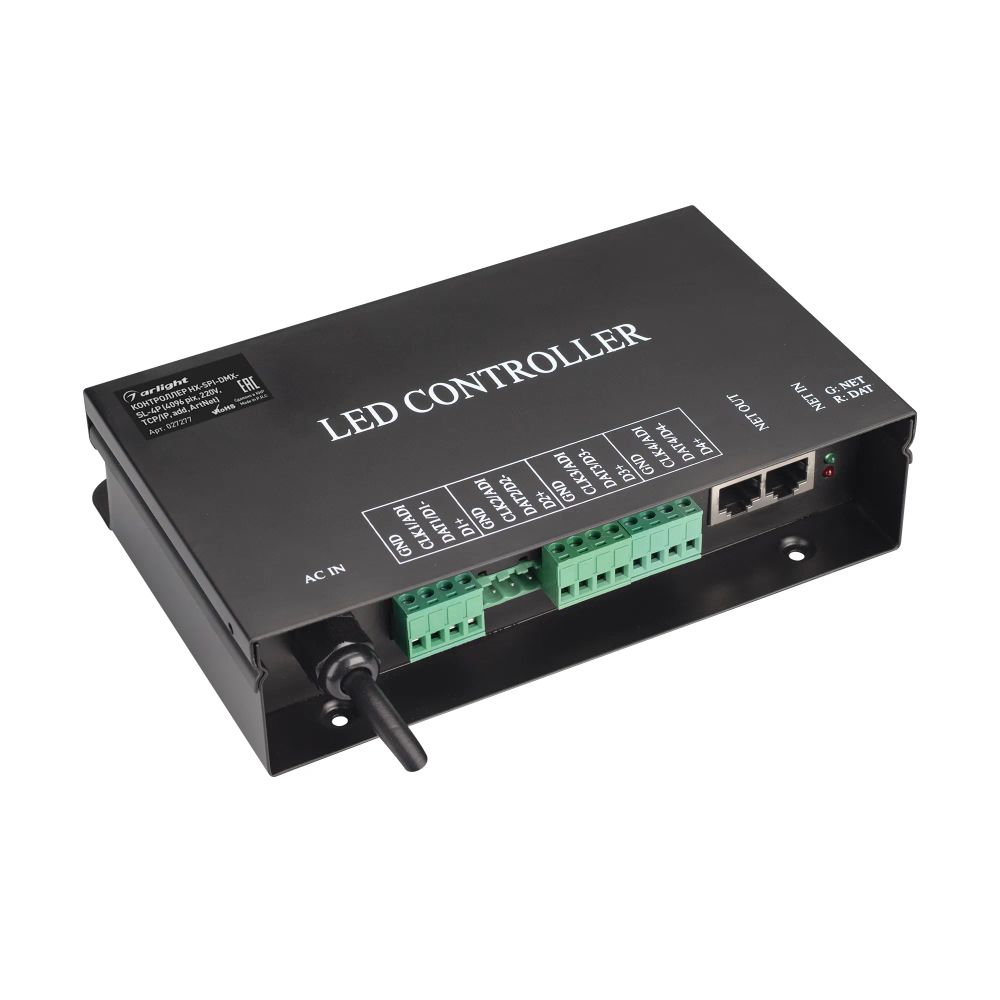 Контроллер HX-SPI-DMX-SL-4P (4096 pix, 220V, TCP/IP, add, ArtNet) (Arlight, IP20 Металл, 2 года) 027277