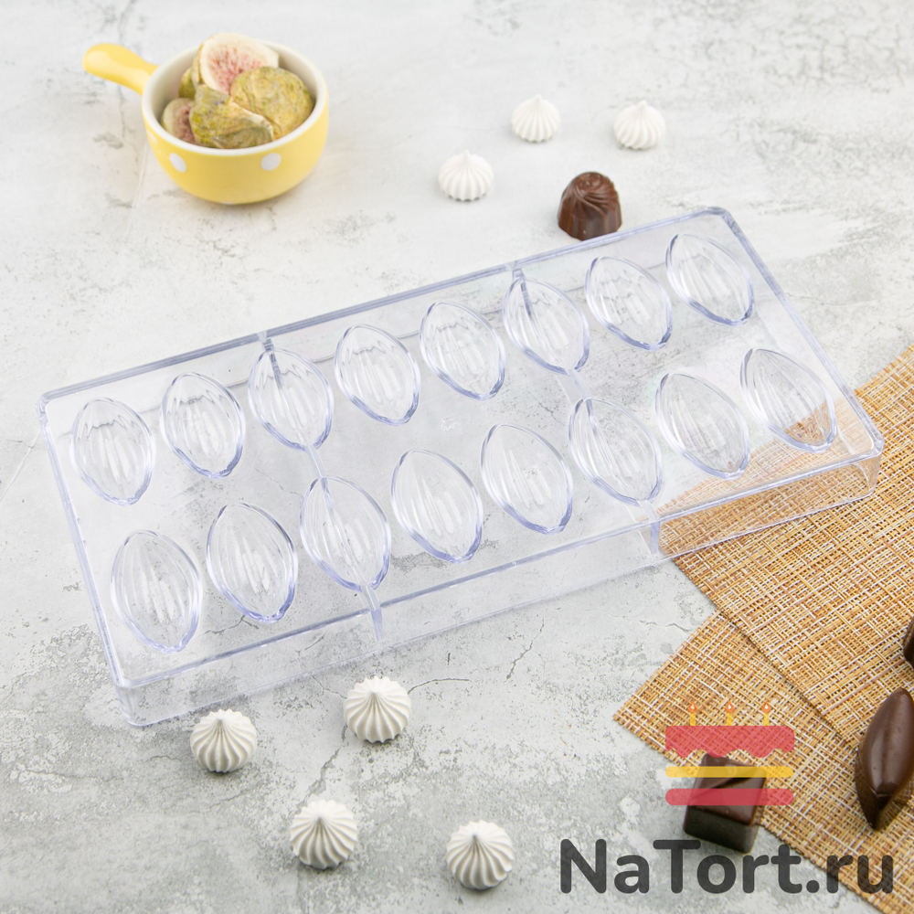 Форма поликарбонатная «Какао бобы, 16 ячеек»